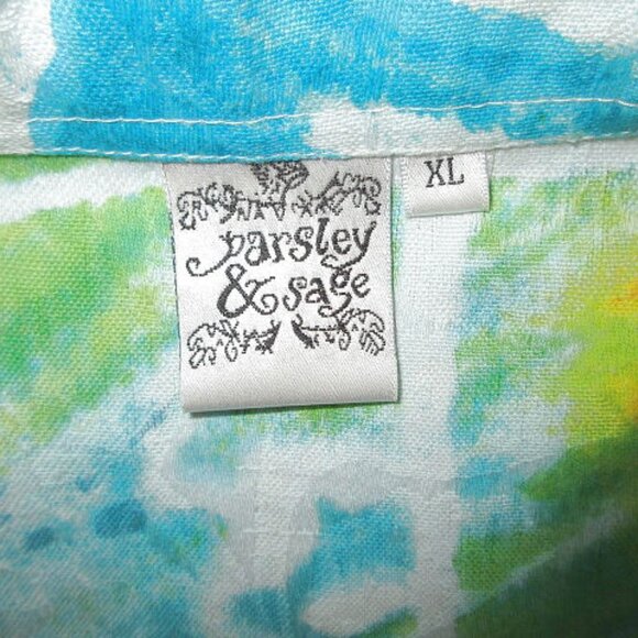 Parsley & Sage Rainbow Art To Wear Top Size XL Button Up Tunic Boho Pop Art NEW - Picture 6 of 13